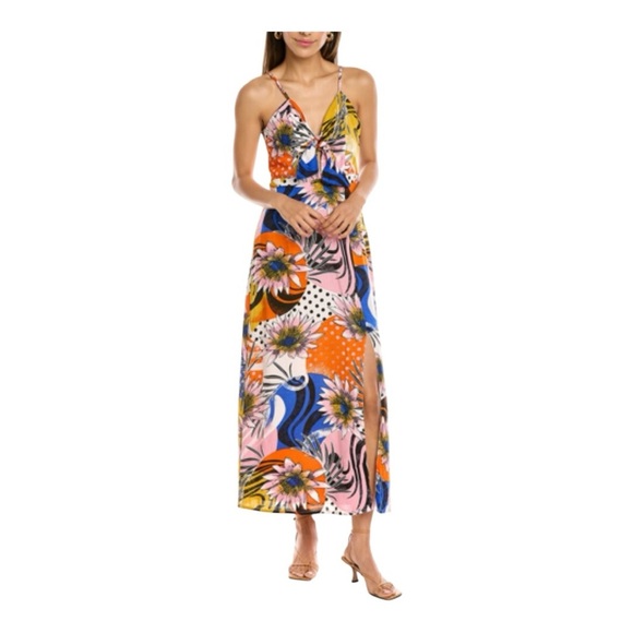 Walter Baker Natasha Bold Print High Slit Cut Out Mid Dress - Picture 7 of 8